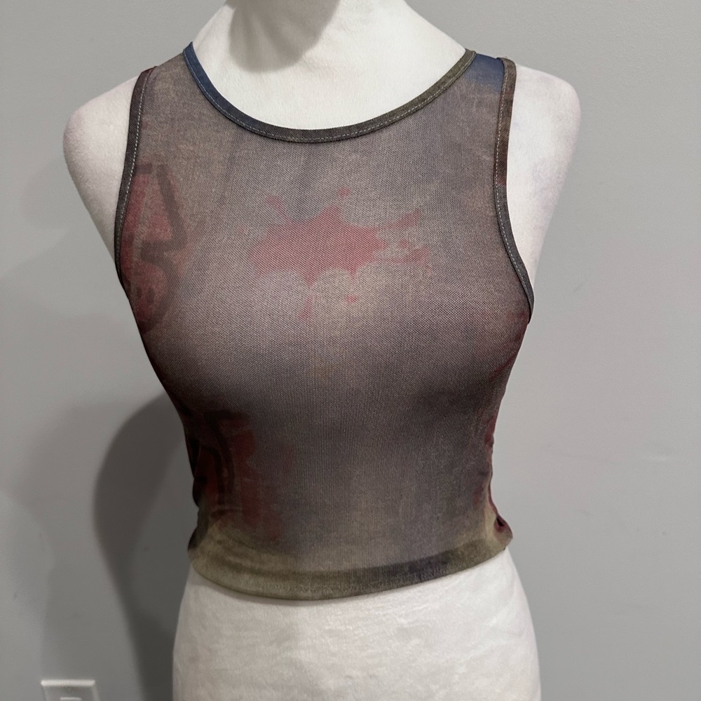 Tiger Mist sheer/mesh tank top - Picture 1 of 5